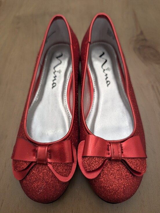 Nina Other - Nina Red Glitter Bow Ballerina Flats Little Girl Size 3 NWOT Never Worn